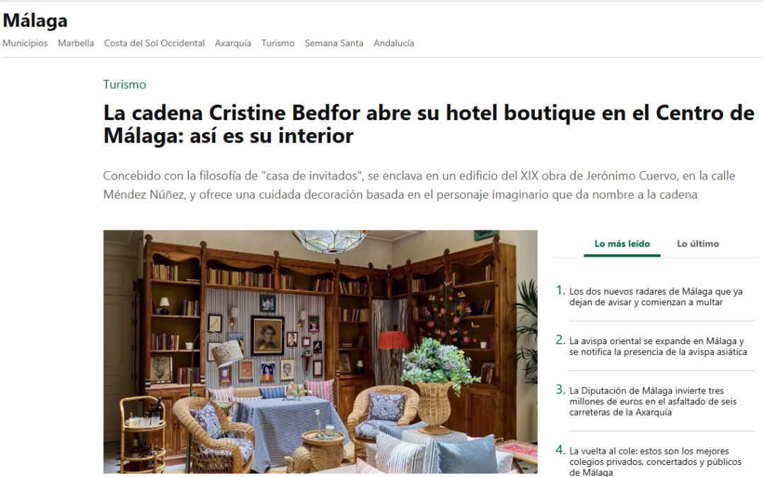 El hotel Cristine Bedfor de Málaga en «la Opinión de Málaga»