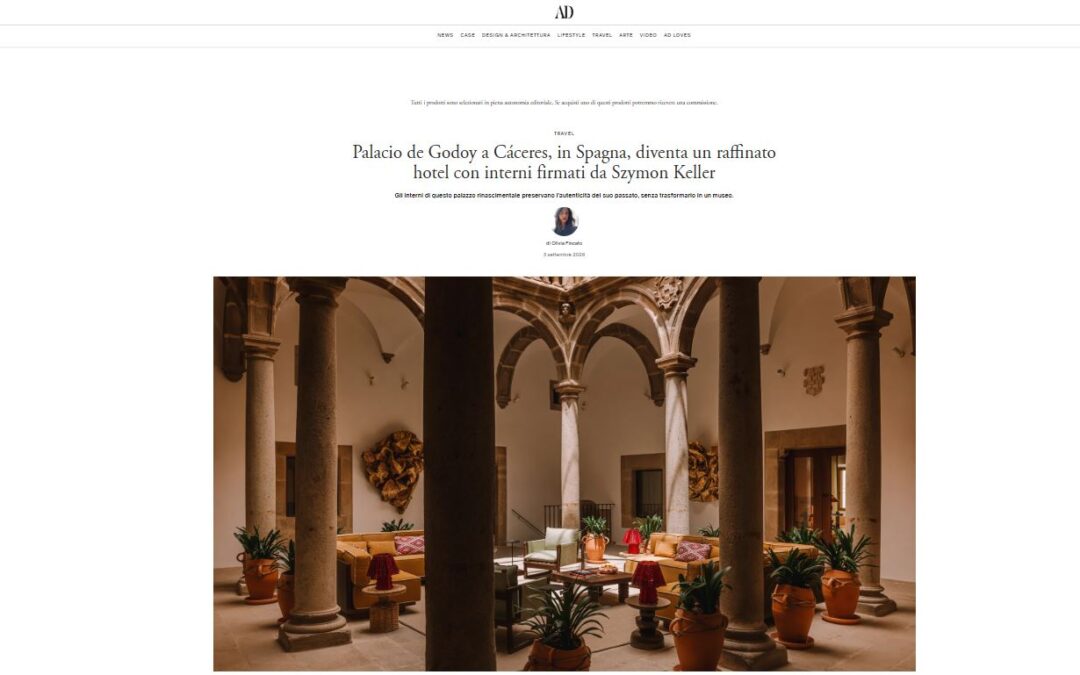 El hotel Palacio de Godoy, en la revista AD Italia